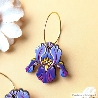 Purple Iris Earrings Dangle and Drop Earrings