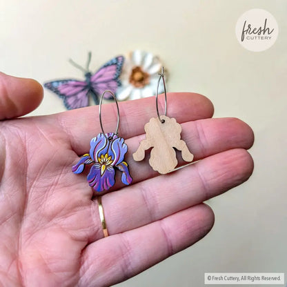 Purple Iris Earrings Dangle and Drop Earrings