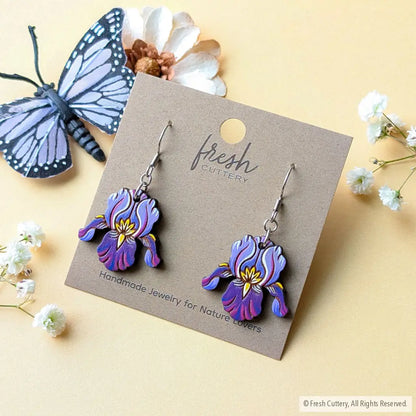 Purple Iris Earrings Dangle and Drop Earrings