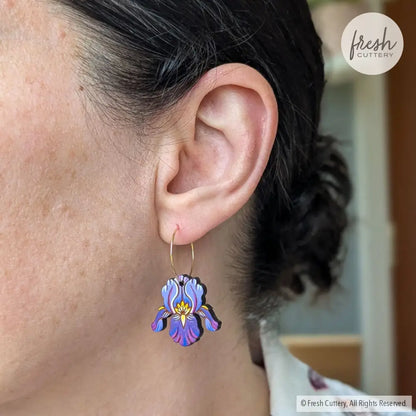 Purple Iris Earrings Dangle and Drop Earrings