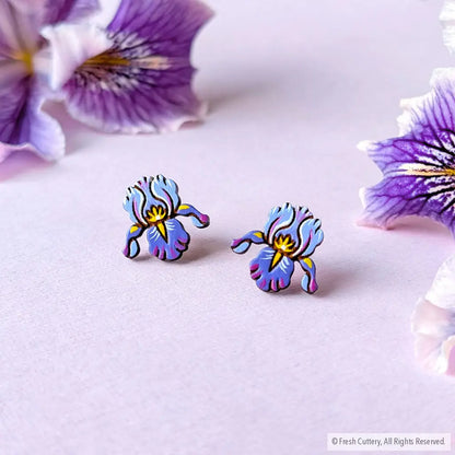 Purple Iris Studs - Studs
