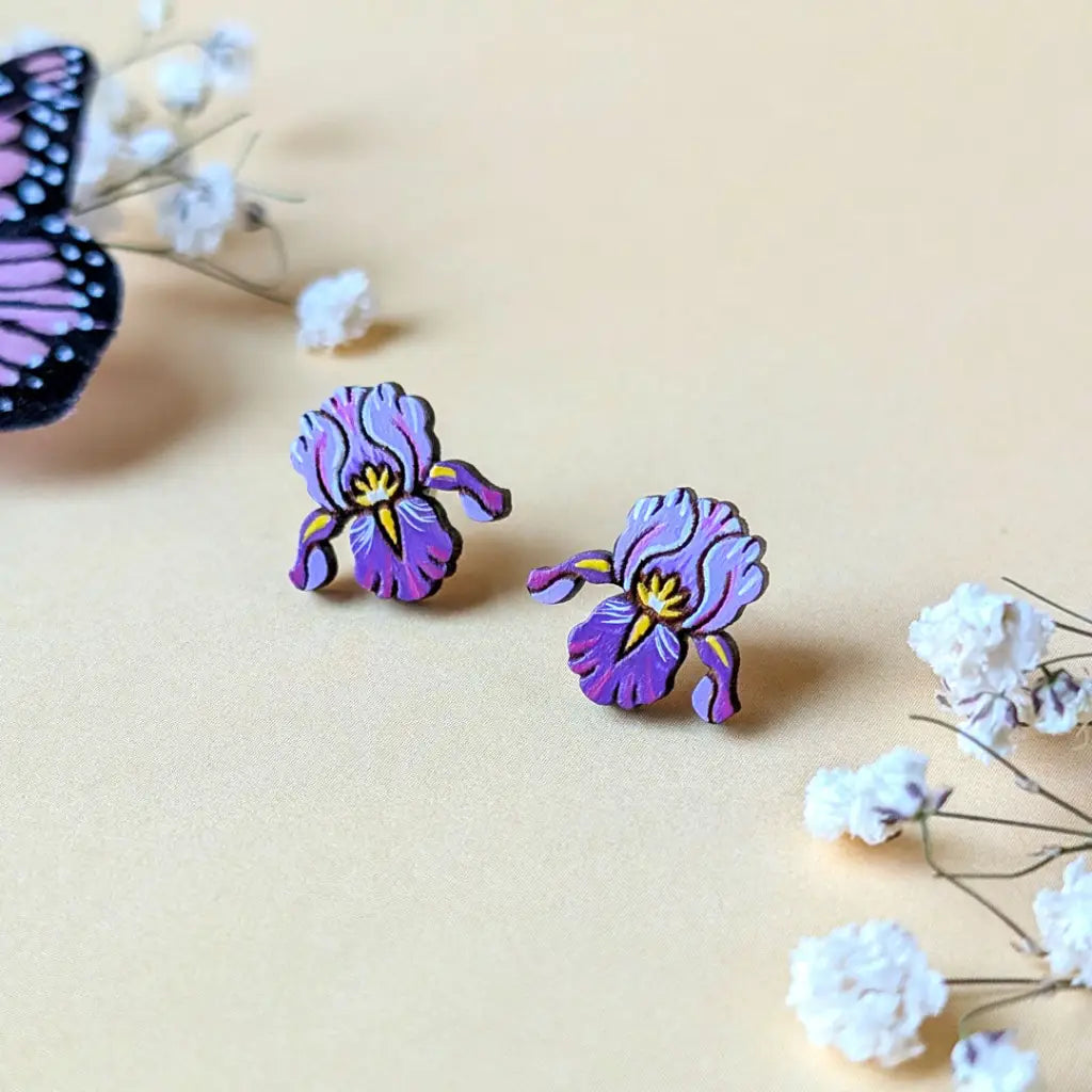 Purple Iris Studs Studs