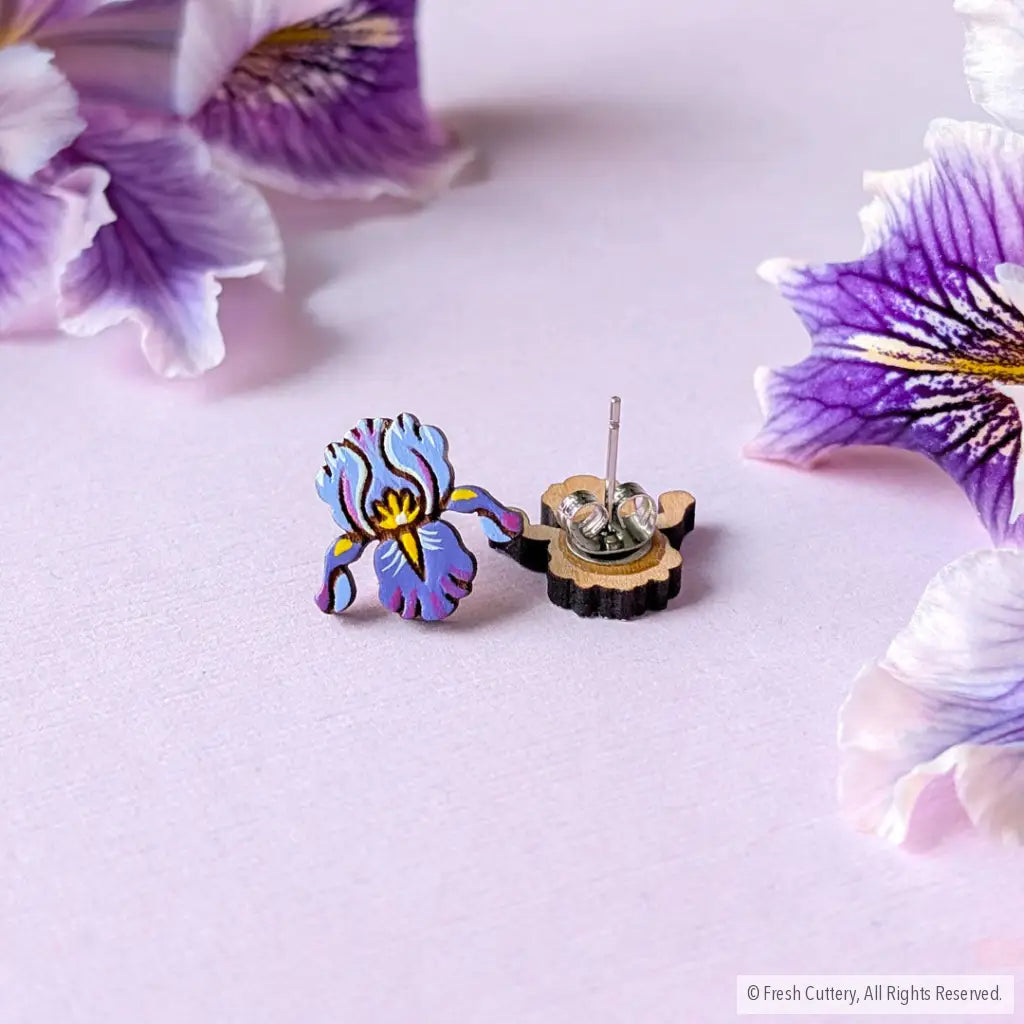 Purple Iris Studs - Studs