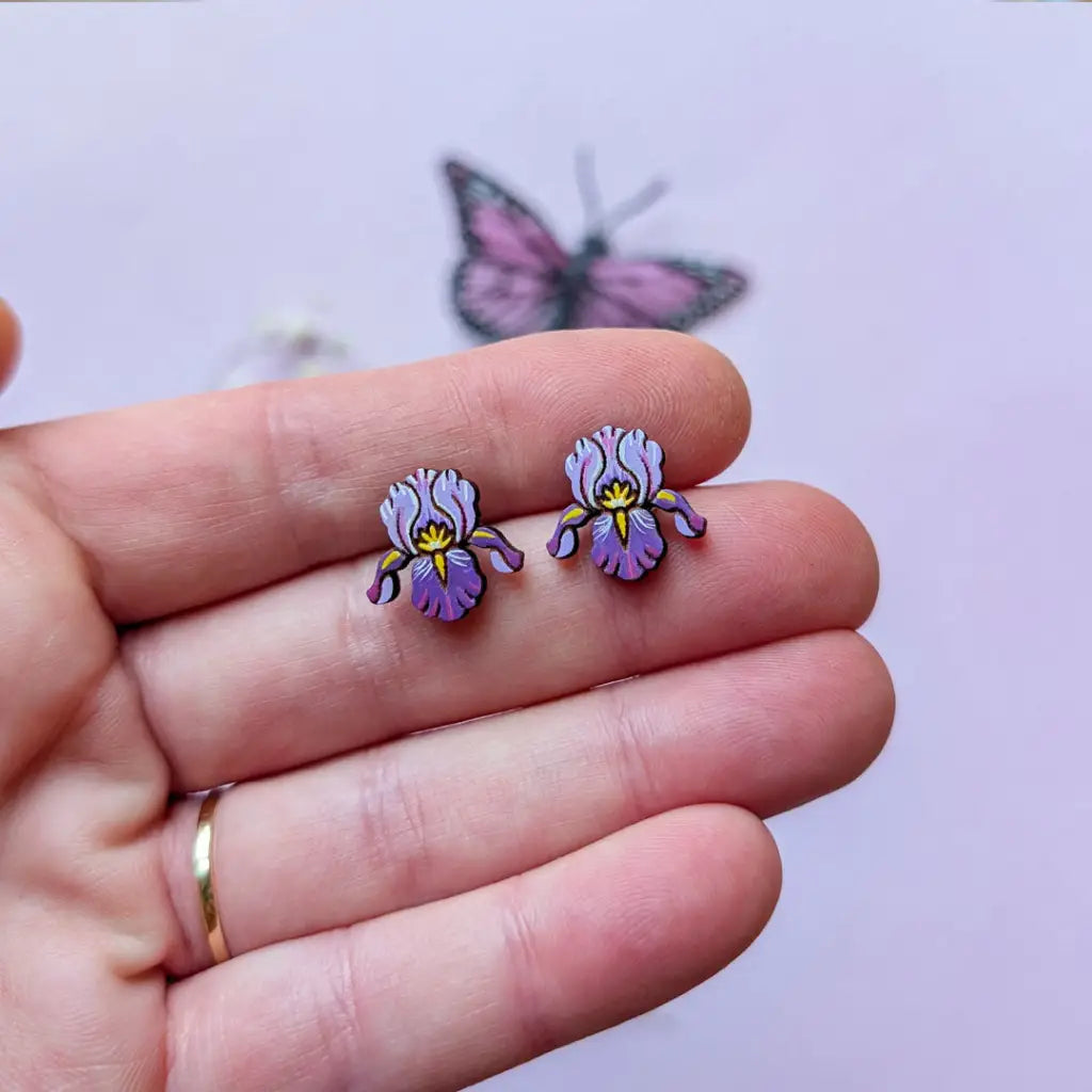 Purple Iris Studs Studs