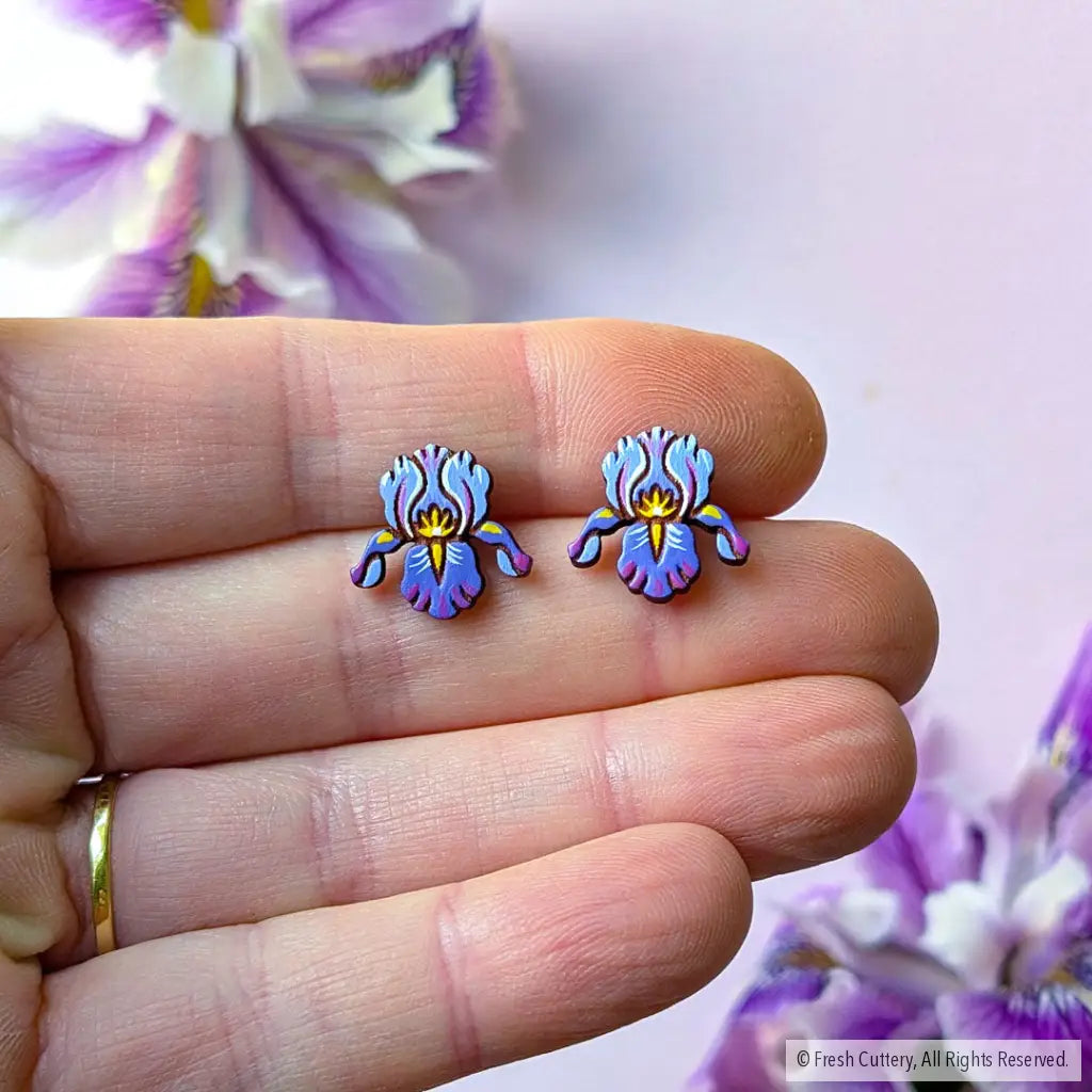 Purple Iris Studs - Studs