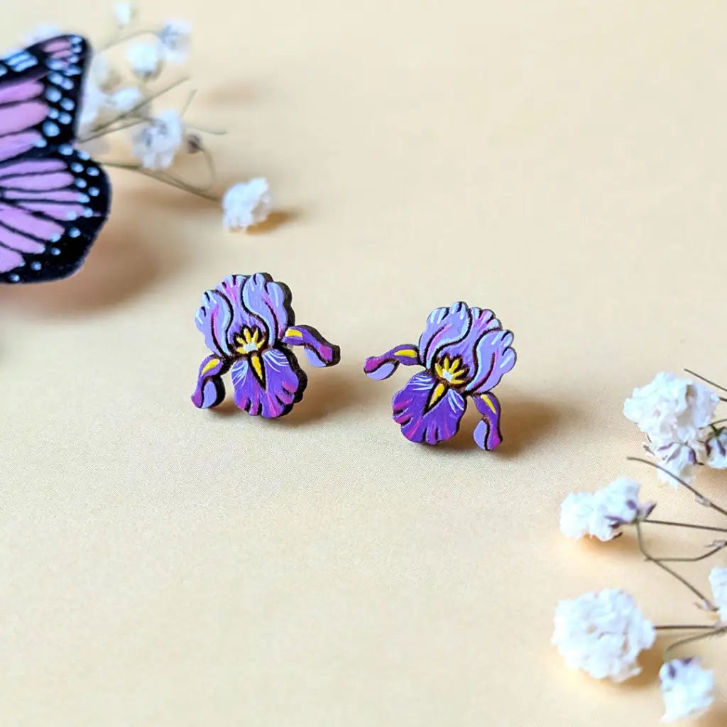 Purple Iris Studs Studs