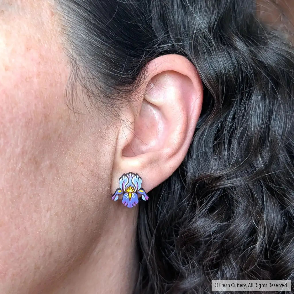 Purple Iris Studs - Studs