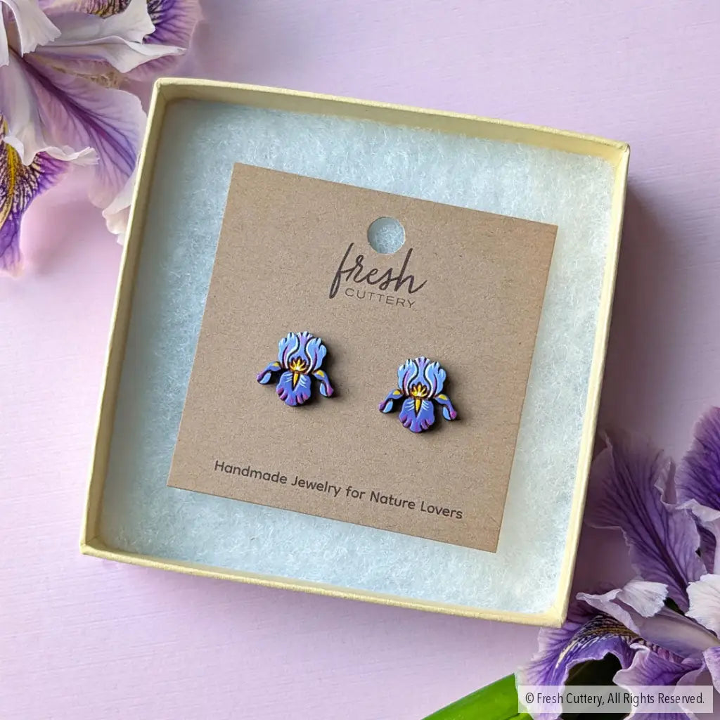 Purple Iris Studs - Studs