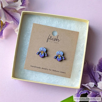 Purple Iris Studs - Studs
