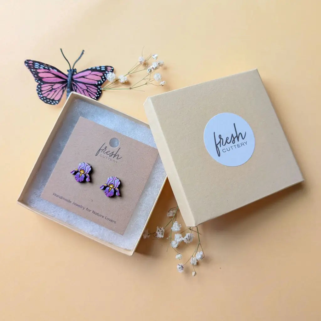 Purple Iris Studs Studs