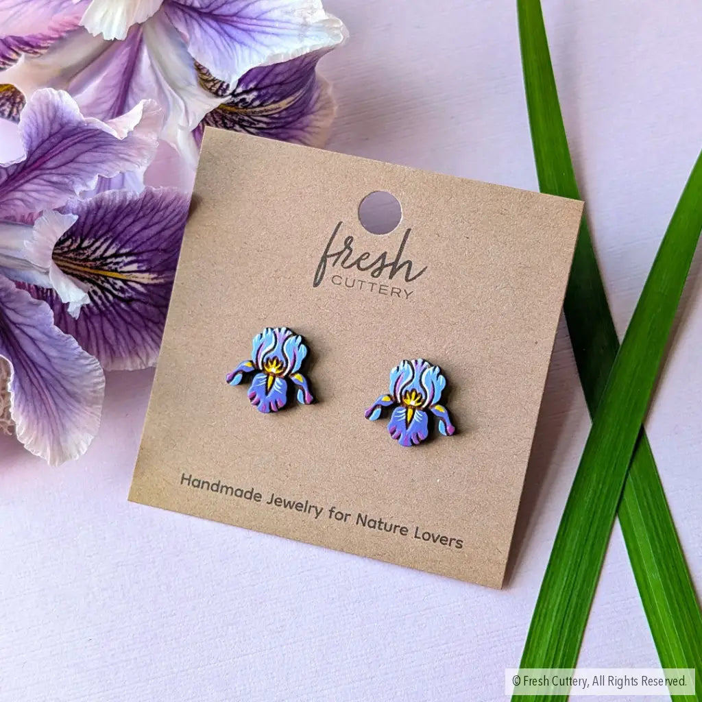 Purple Iris Studs - Studs