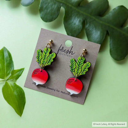 Radish Earrings Gold Ball Posts Dangle And Drop