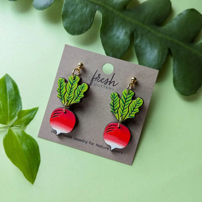 Radish Earrings Gold Ball Posts Dangle And Drop
