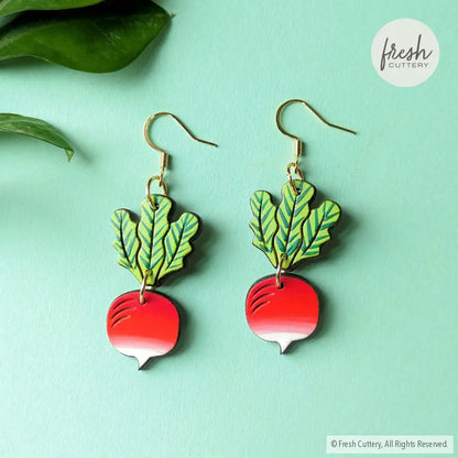 Radish Earrings Gold Ear Wires Dangle And Drop