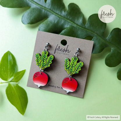 Radish Earrings Silver Ball Posts Dangle And Drop