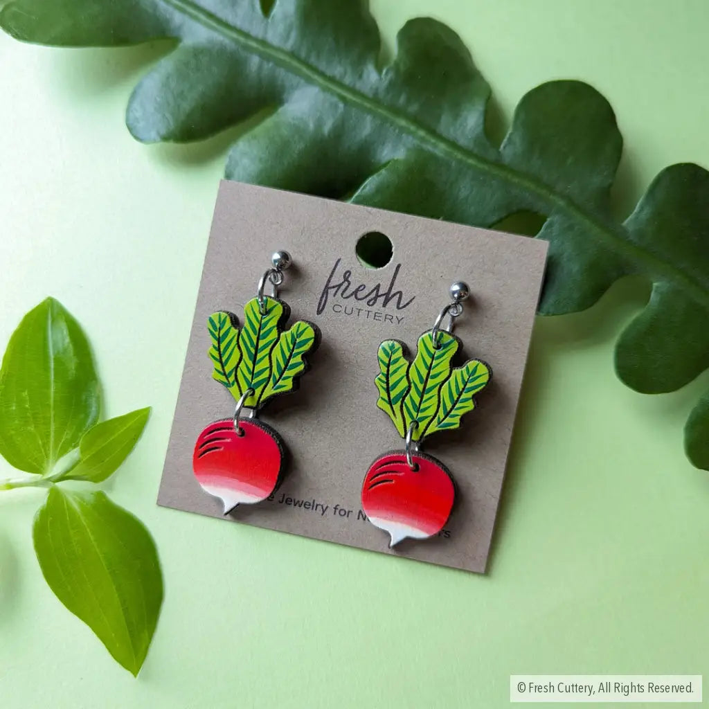 Radish Earrings Silver Ball Posts Dangle And Drop