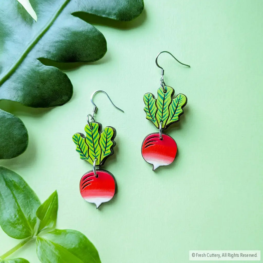 Radish Earrings Silver Ear Wires Dangle And Drop