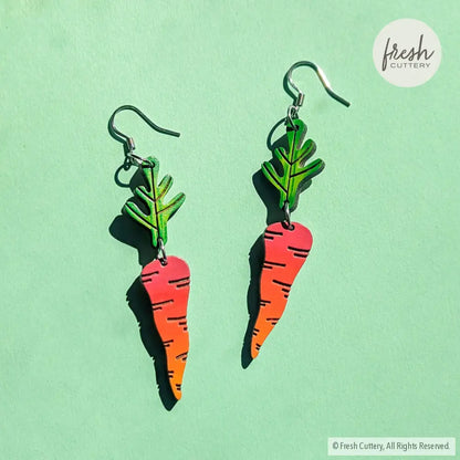 Rainbow Carrot Earrings Silver Ear Wires Dangle And Drop