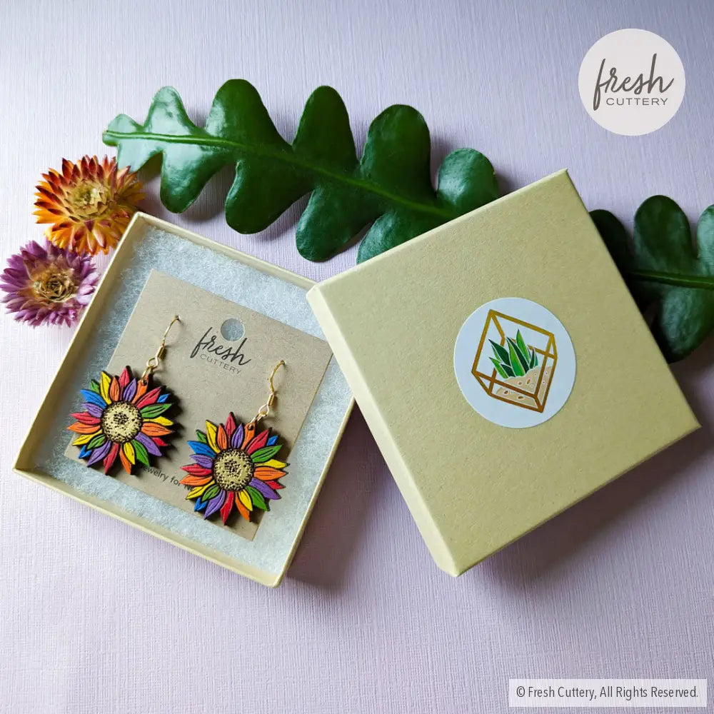 Rainbow Pride Flower Earrings Dangle And Drop