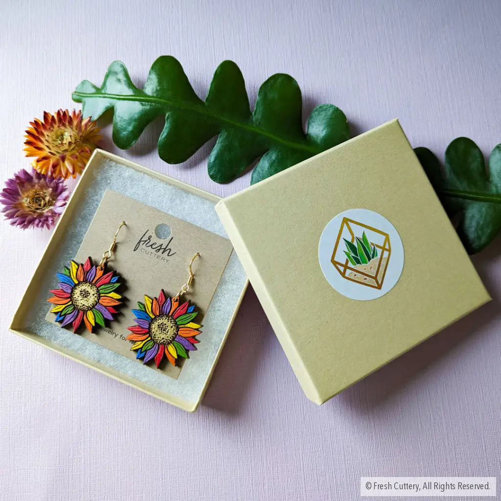 Rainbow Pride Flower Earrings Dangle And Drop