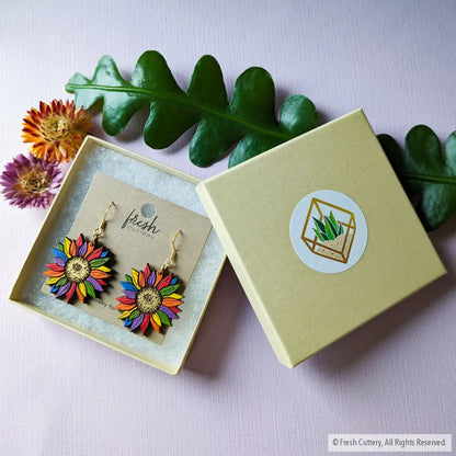 Rainbow Pride Flower Earrings Dangle And Drop
