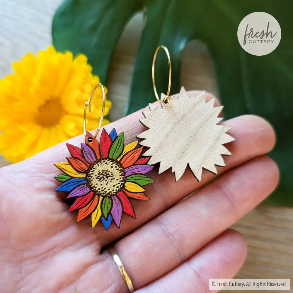 Rainbow Pride Flower Earrings Dangle And Drop