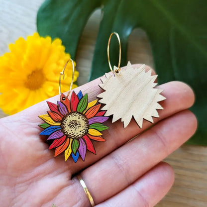 Rainbow Pride Flower Earrings Dangle And Drop