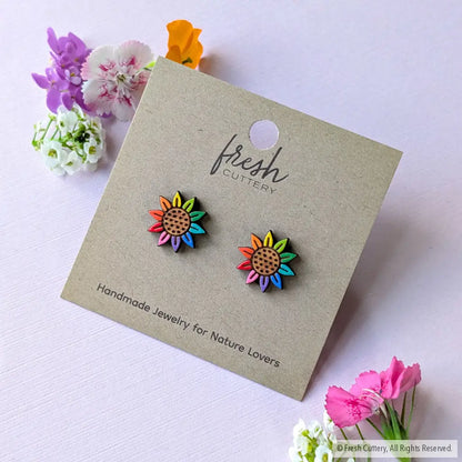 Rainbow Pride Flower Studs - Studs