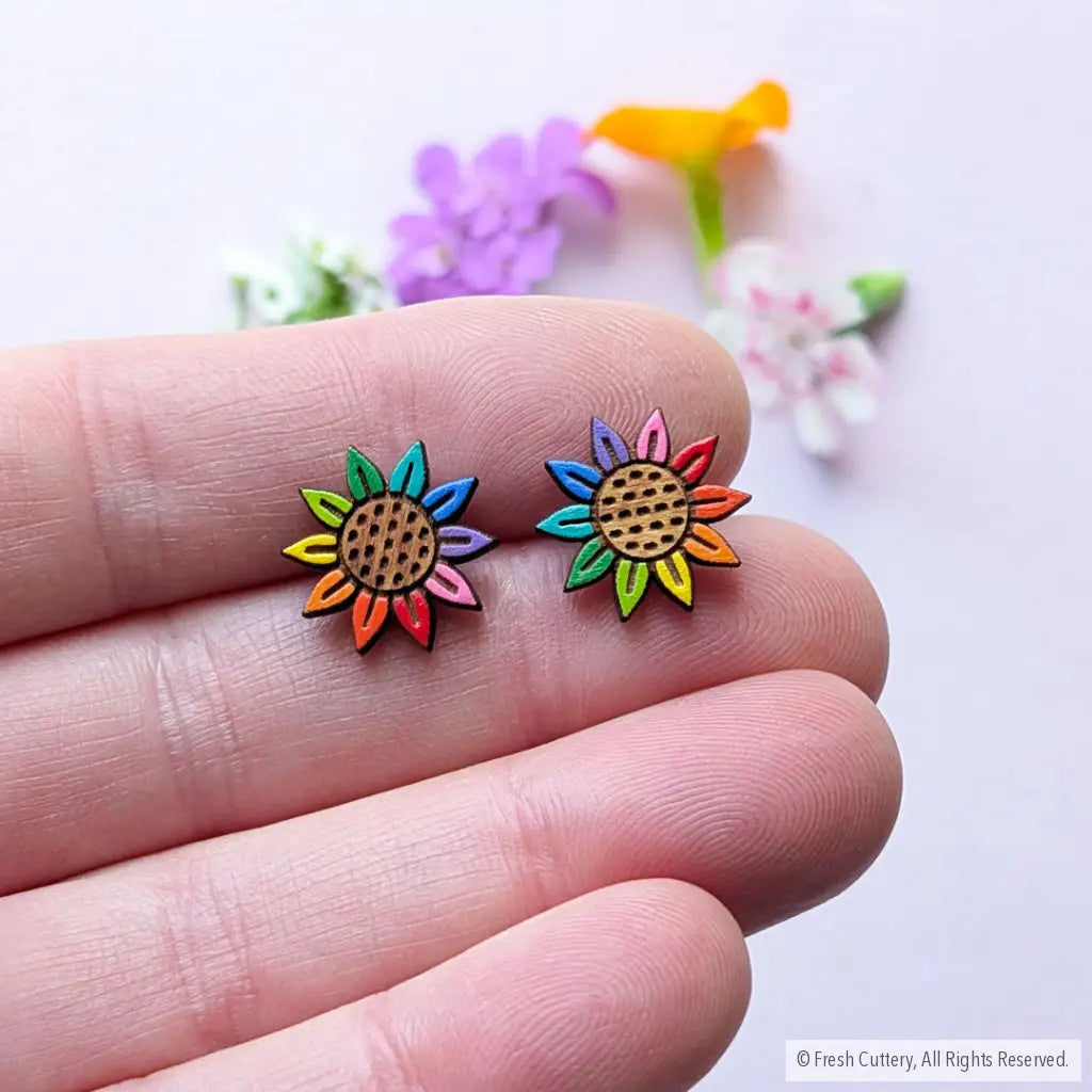 Rainbow Pride Flower Studs - Studs