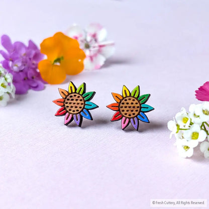 Rainbow Pride Flower Studs - Studs
