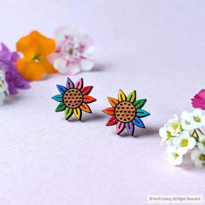 Rainbow Pride Flower Studs - Studs