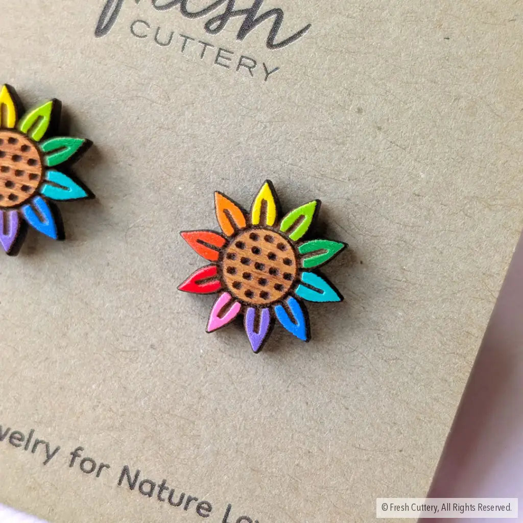 Rainbow Pride Flower Studs - Studs