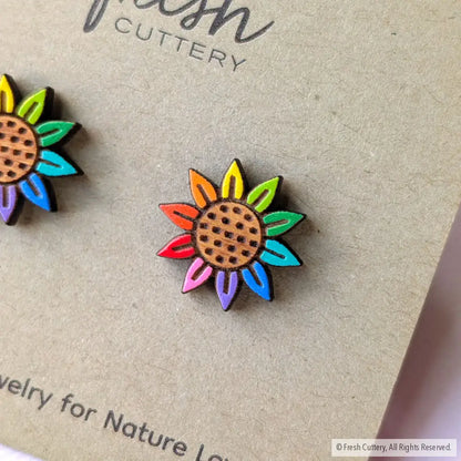 Rainbow Pride Flower Studs - Studs
