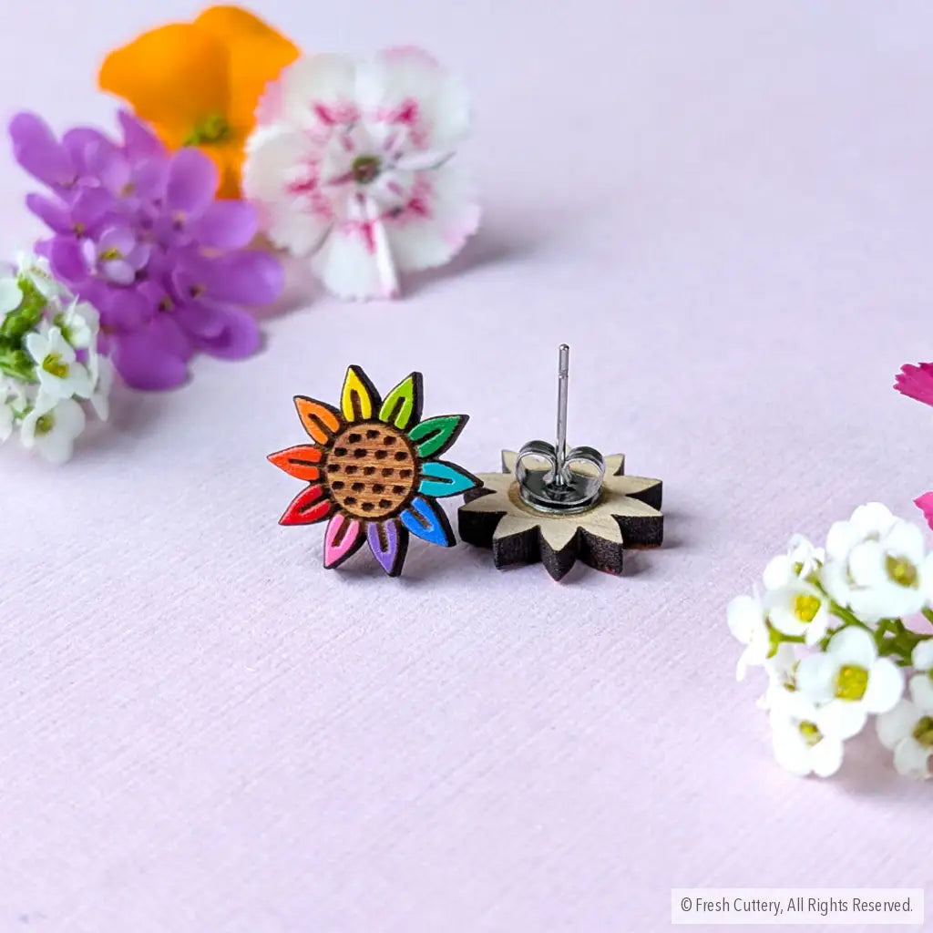 Rainbow Pride Flower Studs - Studs