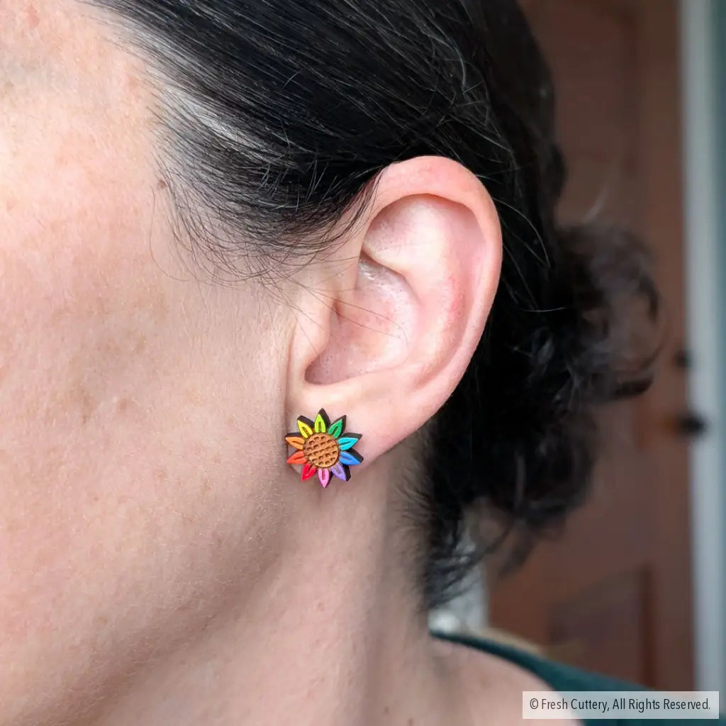 Rainbow Pride Flower Studs - Studs