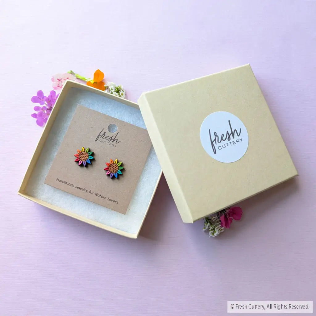 Rainbow Pride Flower Studs - Studs