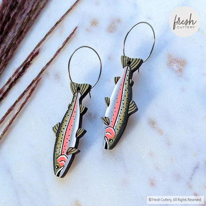 Rainbow Trout Earrings Dangle and Drop Earrings