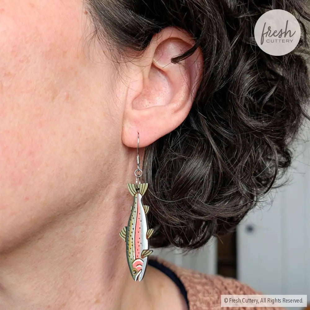 Rainbow Trout Earrings Dangle and Drop Earrings
