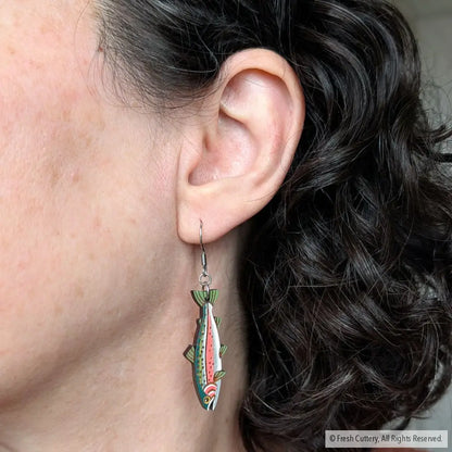 Rainbow Trout Earrings Dangle and Drop Earrings