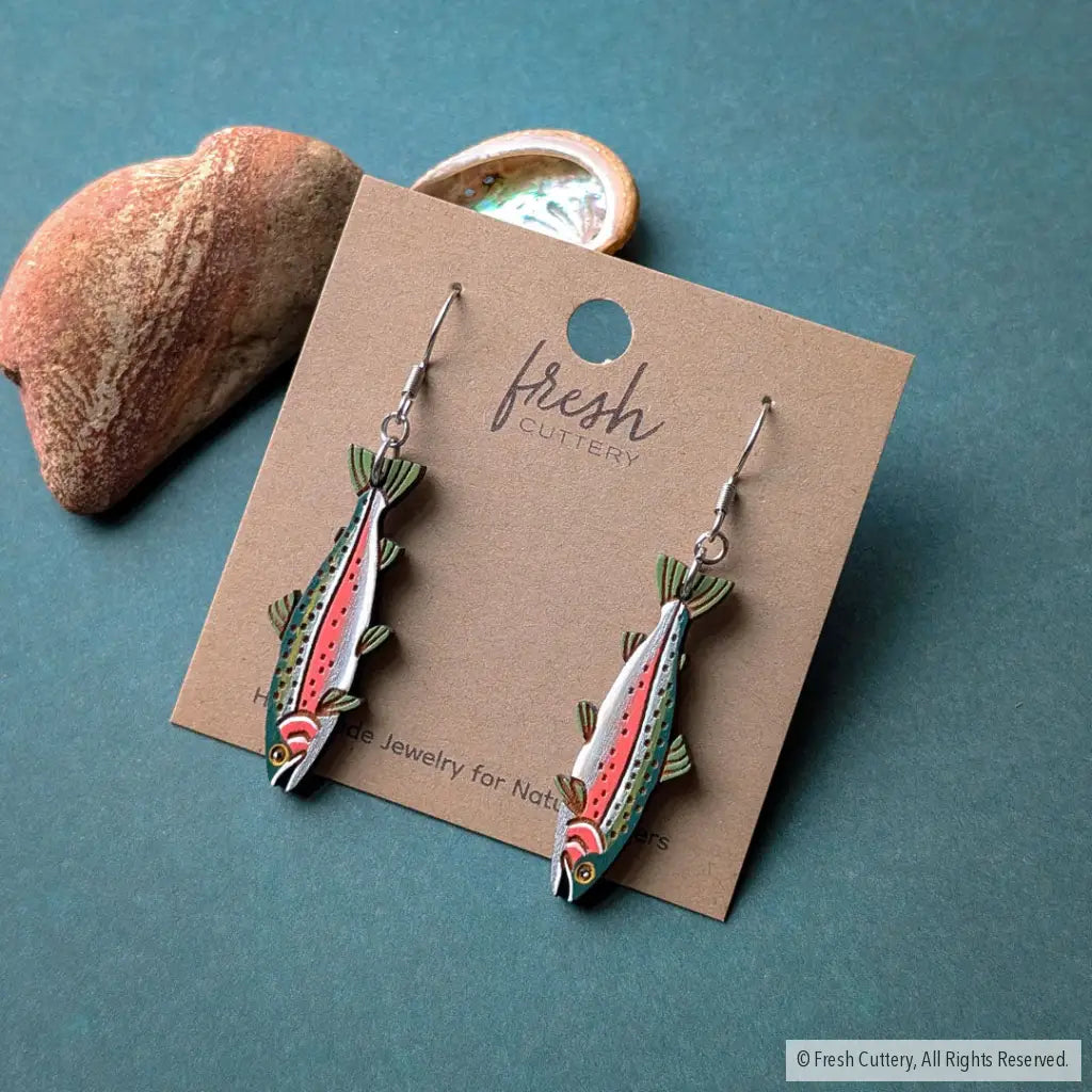 Rainbow Trout Earrings Dangle and Drop Earrings