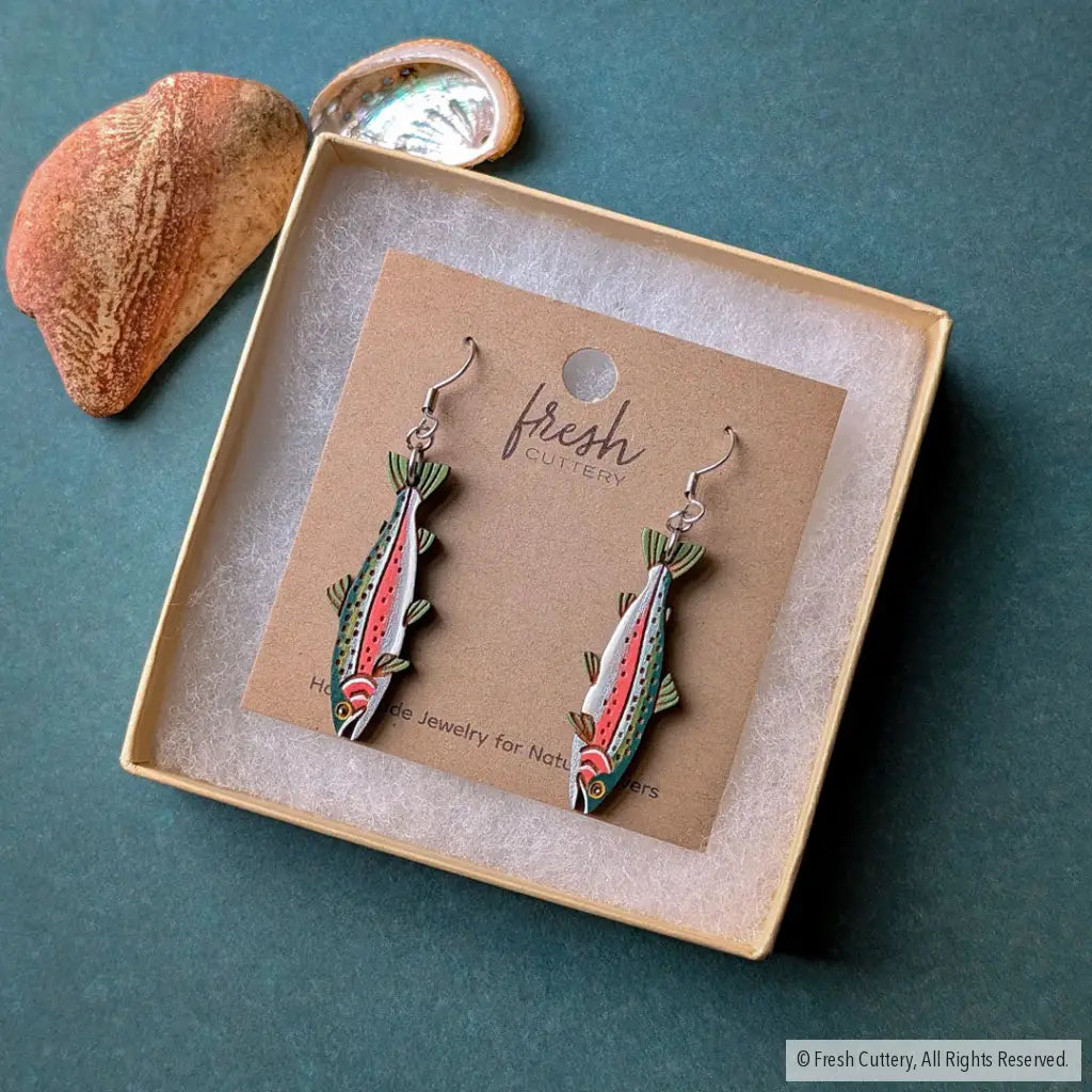 Rainbow Trout Earrings Dangle and Drop Earrings