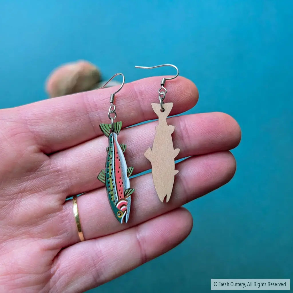 Rainbow Trout Earrings Dangle and Drop Earrings
