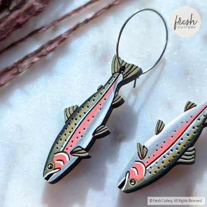 Rainbow Trout Earrings Dangle and Drop Earrings