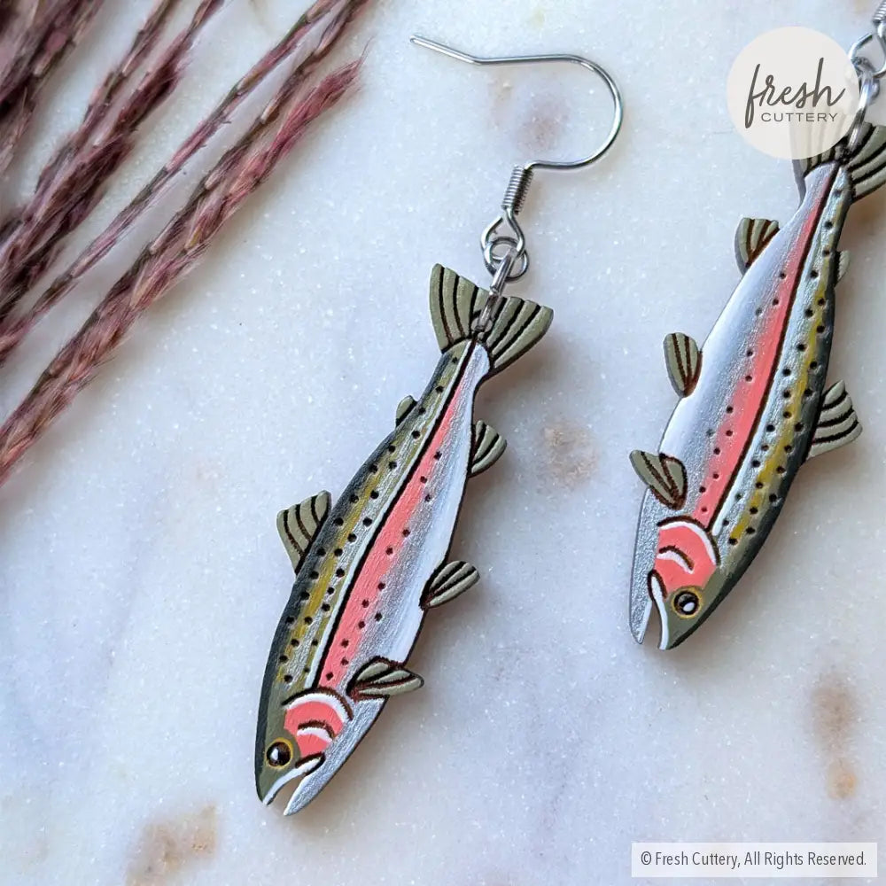 Rainbow Trout Earrings Dangle and Drop Earrings