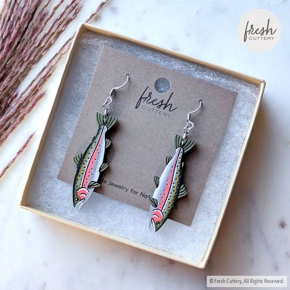 Rainbow Trout Earrings Dangle and Drop Earrings