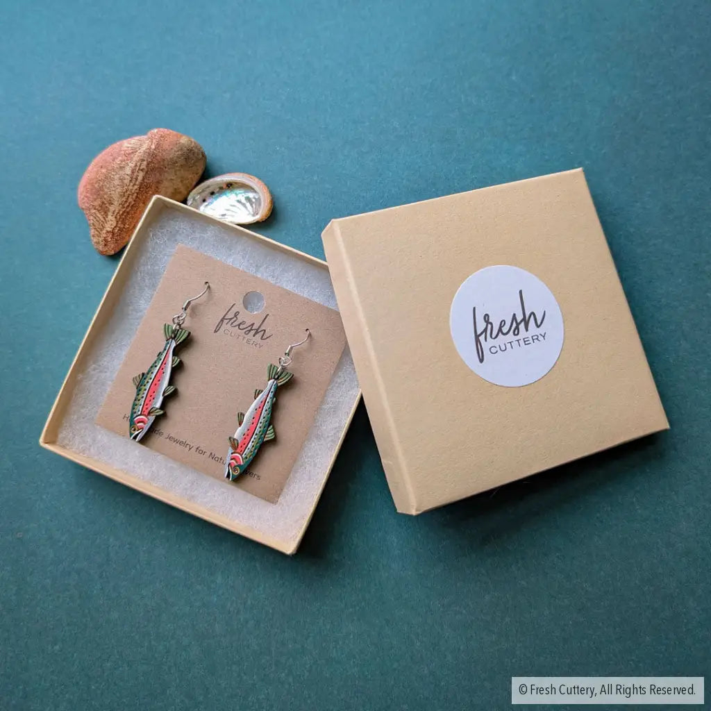 Rainbow Trout Earrings Dangle and Drop Earrings