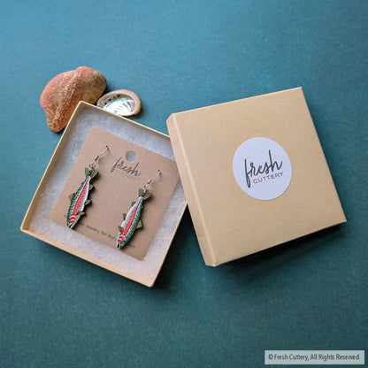Rainbow Trout Earrings Dangle and Drop Earrings