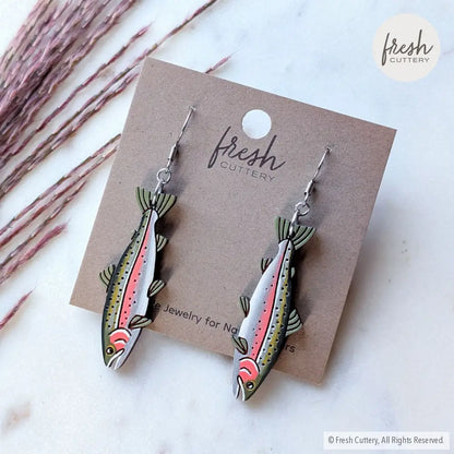 Rainbow Trout Earrings Dangle and Drop Earrings