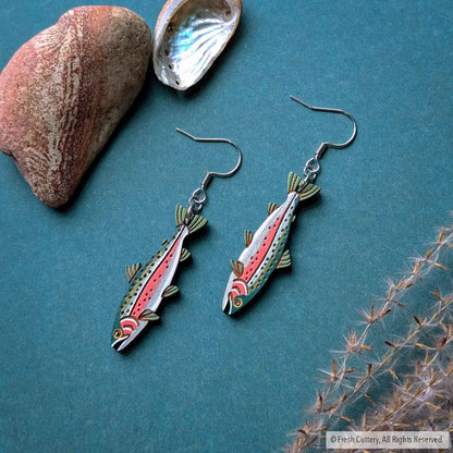 Rainbow Trout Earrings Dangle and Drop Earrings