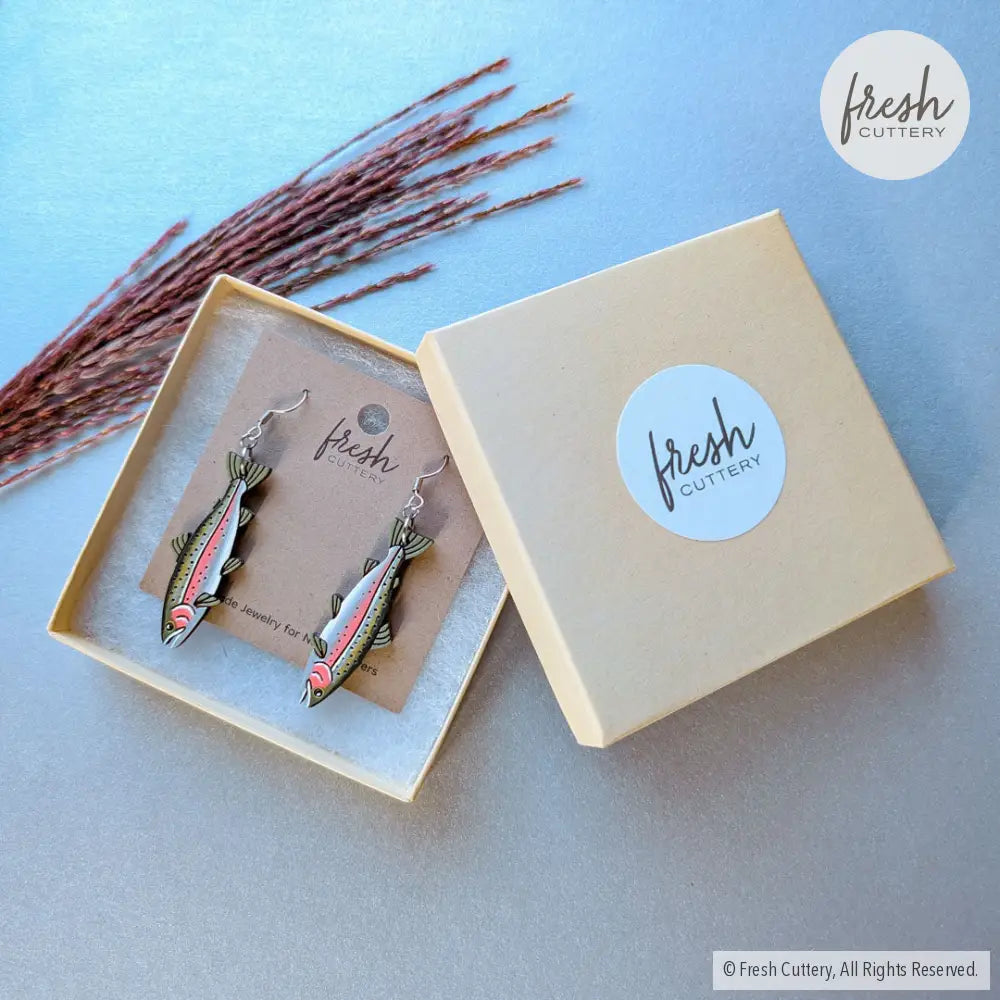 Rainbow Trout Earrings Dangle and Drop Earrings